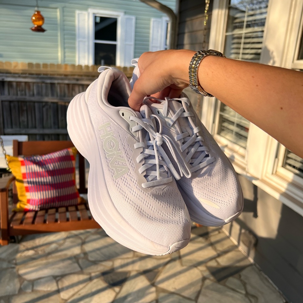 HOKA Bondi 8 Women's White Running Shoes